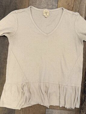 Womens M Color Tree Long Sleeve Beige Blouse